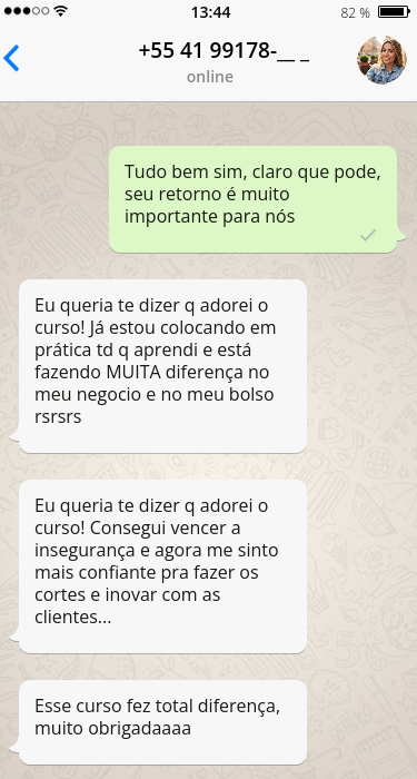 Testemunho de transformação com técnicas de visagismo aprendidas